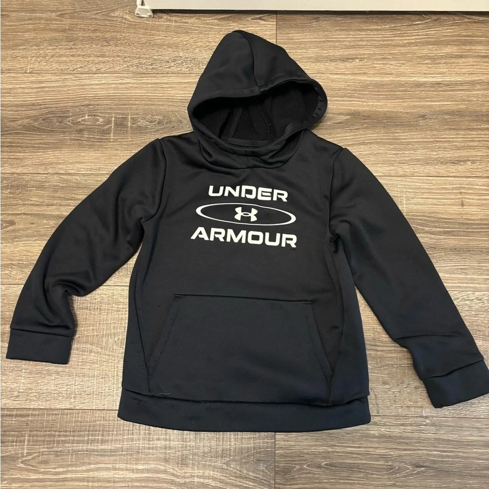 Under Armour COLDGEAR Youth Small Black Hoodie Hooded Sweatshirt Loose Fit